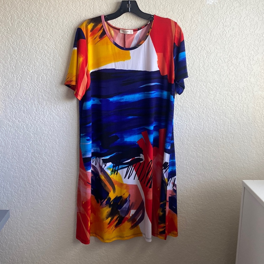 Paint, brush, stroke jersey dress